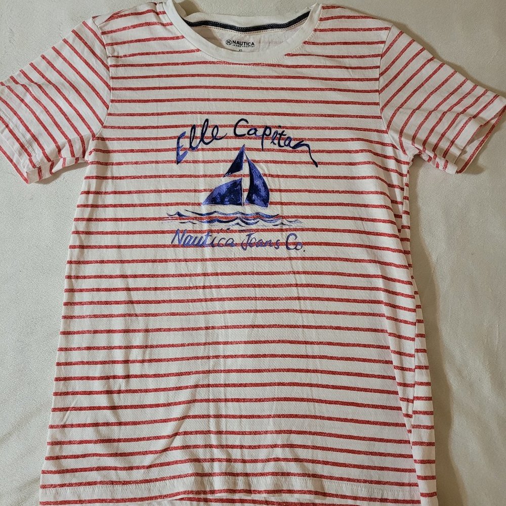 Nautica White Striped XS T-Shirt